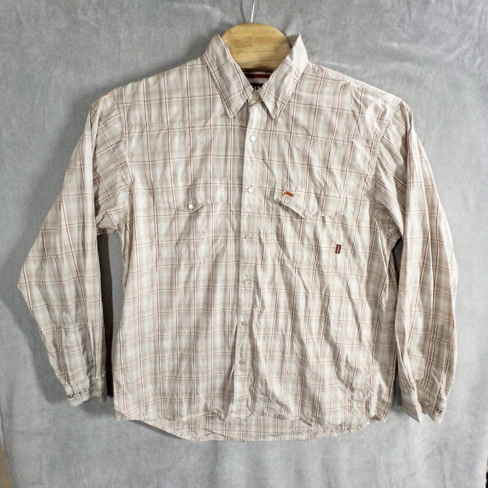 Simms Fishing Big Sky Pearl Snap Shirt Mens XL Lake Outdoor Gorpcore Boating